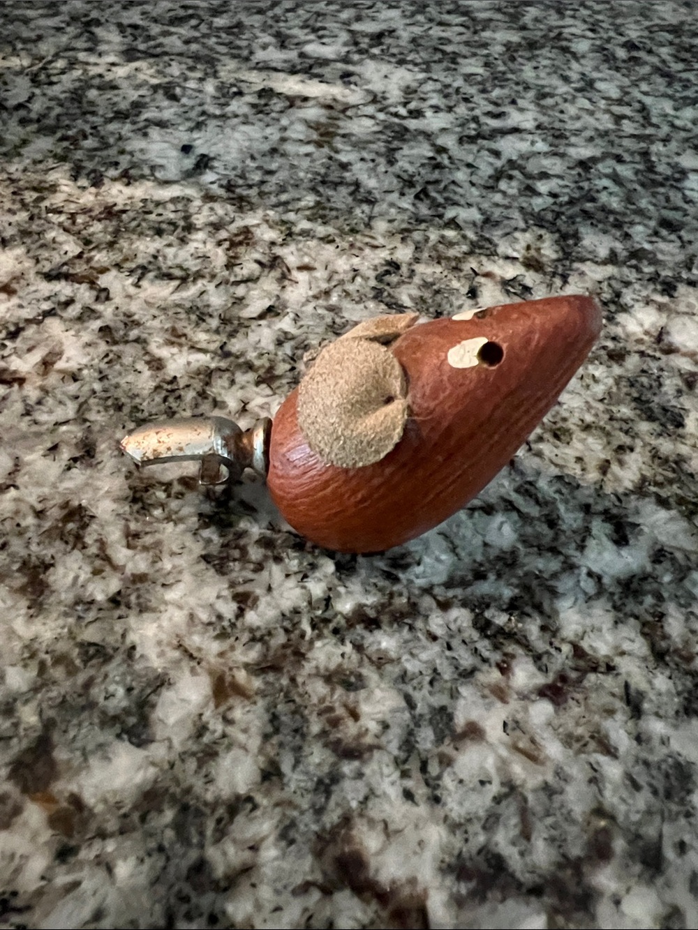 Source Unknown Brown Wooden Bird Toy with Beige Felt Accents and Metal Clip